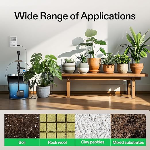 VIVOSUN Professional Automatic Drip Irrigation Kits, 15W Output, All in One Professional Grow Kit- Includes Pump, Timer and Regulator, 8 Drip Emitters Garden Plant Watering System Indoor Outdoor