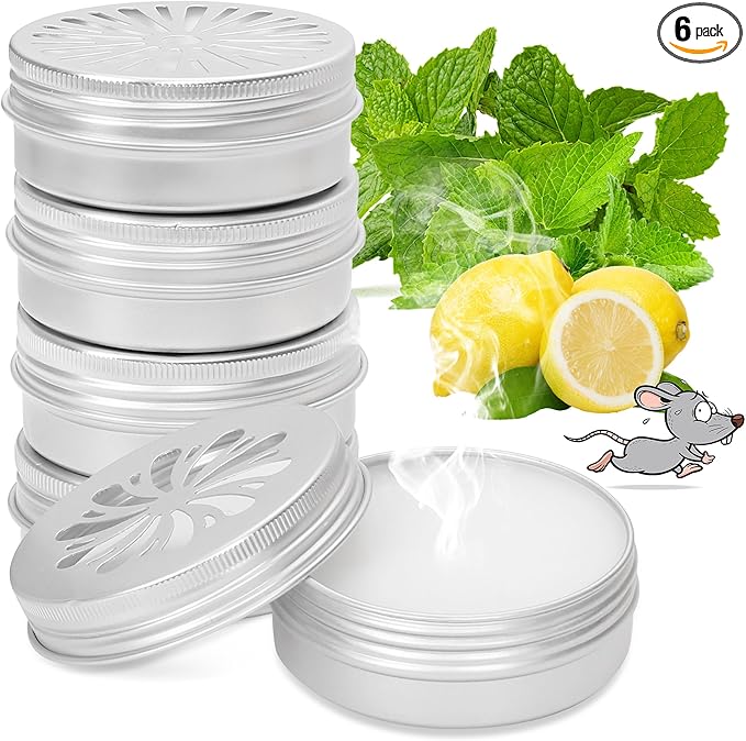 6 Pack Powerful Rodent Repellent, Natural Keep Rodent and Raccoon Away Deterrent with Long-Lasting Protection for Garden Lawn Yard Camping Fishing, Safe for Kids & Pets, Waterproof