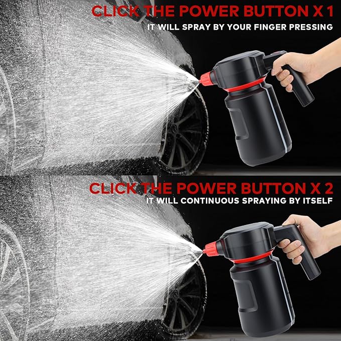 Electric Foam Sprayer 2L Car Wash Sprayer Electric Foam Cannon USB Rechargeable Battery Foamer Spray Cordless Portable Pump Spray Black