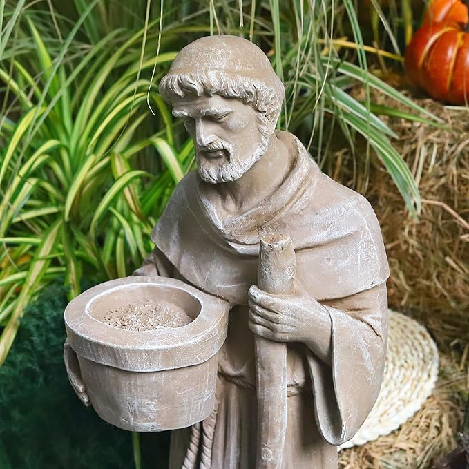 36" H Large St. Fiacre Statue Outdoor Decor for Garden Lawn Yard Porch Patio Hallway Religion Sculpture