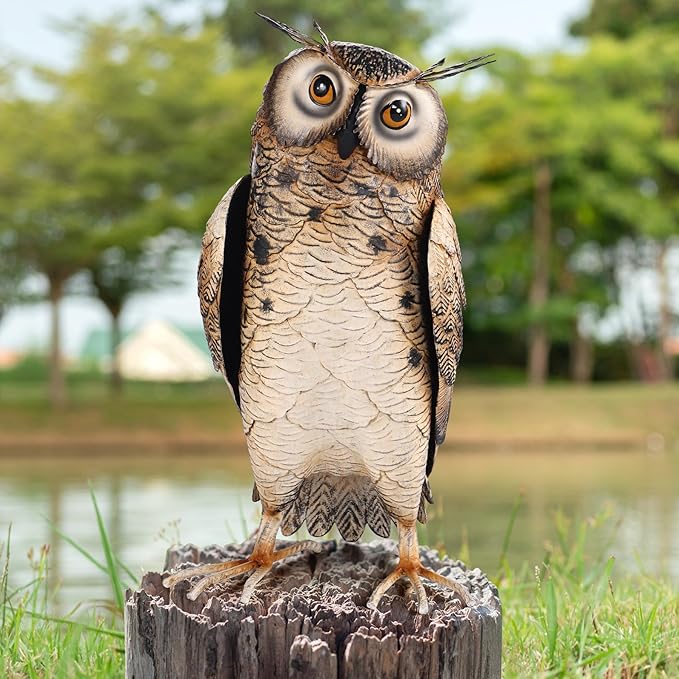 Shorayn Metal Owl Decor Garden Statue Outdoor Bird Yard Art Sculpture for Home Porch Patio Lawn Yard Decoration,Housewarming Birthday Gifts for Women