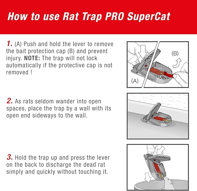 SWISSINNO Rat Trap PRO SuperCat – Large Snap Trap with Precision Trigger – Pre-Baited & Reusable – Instant Catch – Weather-Resistant Swiss Design for Indoor & Outdoor Use – 1 Trap