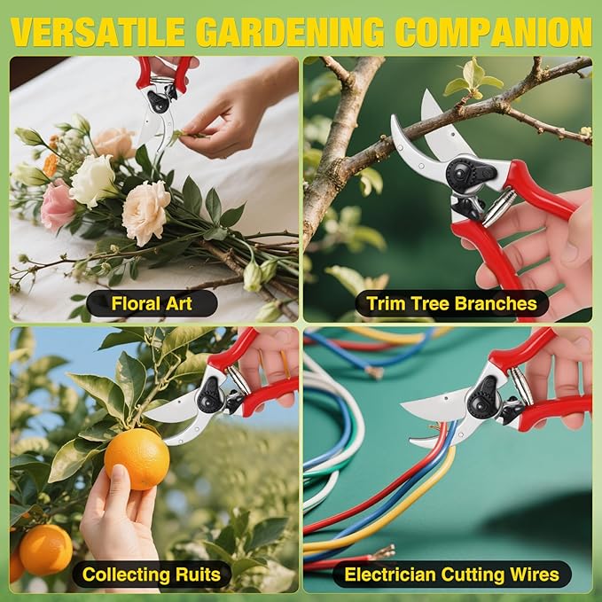 Yesker Pruning Shears Pruners for Gardening 8.5 in Professional Bypass Garden Scissors with Sharp SK5 Steel Blade Heavy Duty Hand Garden Shears Clippers for Branch Flower Plant Trimming Cutting Tools