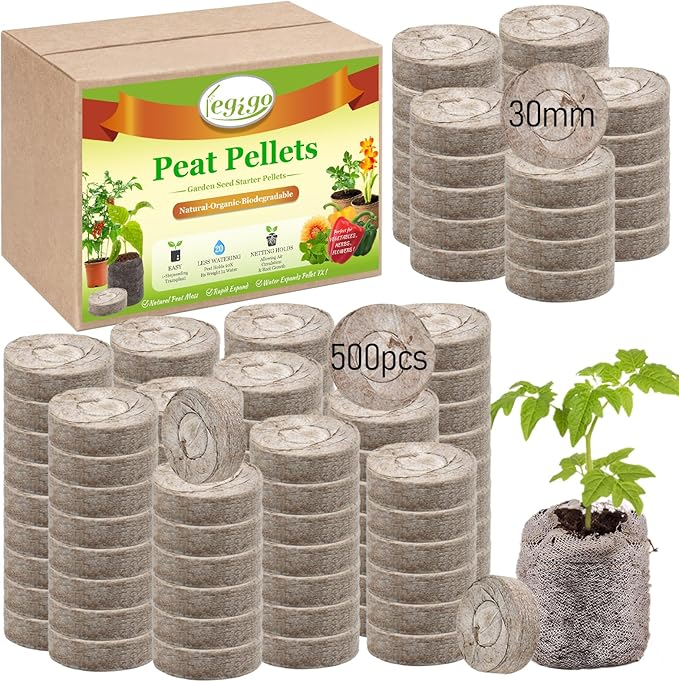 Legigo 500 Pcs 30mm Seed Starter Peat Pellets Pods for Seedlings- Compressed Seed Starting Pellets Seed Starter Pods Plugs Soil Peat Pods for Starting Seeds, Garden Planting Herb Flower Vegetables