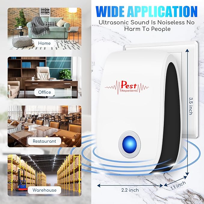 2025 10Pack Ultrasonic Pest Repeller Electronic Mouse Repellent Ultrasonic Plug in Mice Repellent Indoor Sonic Electronic Rodent Repellent Plug in Pest Control for Insect,Cockroach,Rat,Spide,AntBugs