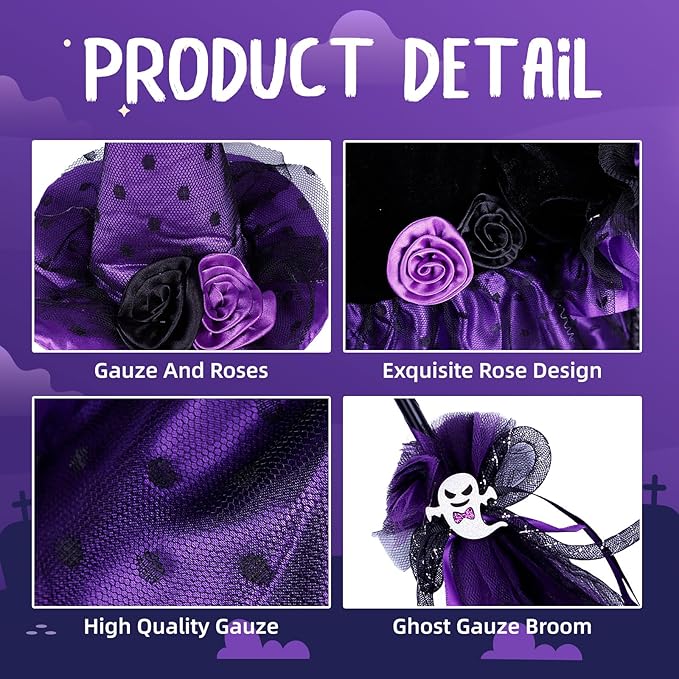 Halloween Goose Outfit Porch Witch Goose Clothes for 23'' Cement Plastic Geese Costume for Yard Lawn Outdoor Garden Patio Statue Holiday Decor