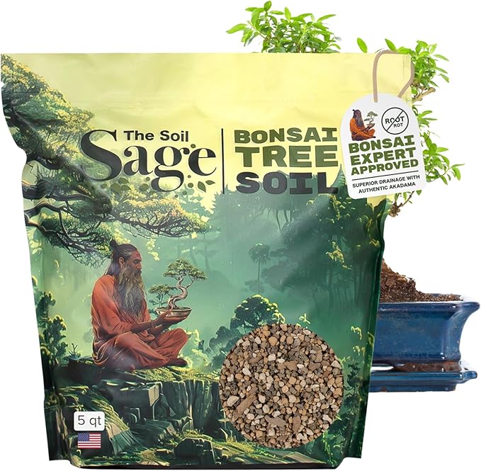 5qts/5l Premium Bonsai Mix - U.S.A. Made Ready to Use - Akadama, Pumice, Lava Rock, Pine Bark Fines - Large Bag for All Bonsai Tree Varieties - High Drainage Potting, Repotting