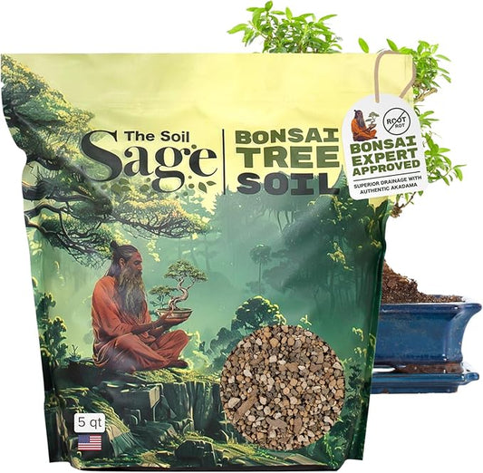 5qts/5l Premium Bonsai Mix - U.S.A. Made Ready to Use - Akadama, Pumice, Lava Rock, Pine Bark Fines - Large Bag for All Bonsai Tree Varieties - High Drainage Potting, Repotting