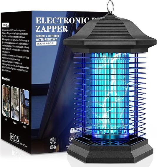 Bug Zapper Outdoor Indoor, Electric Mosquito Zapper with 18W Power & 4400V High-Voltage, Coverage of 1/2 Acre, 5ft Power Cord, 3 Prong Plug, Waterproof Fly Trap for Patio, Backyard, Garden
