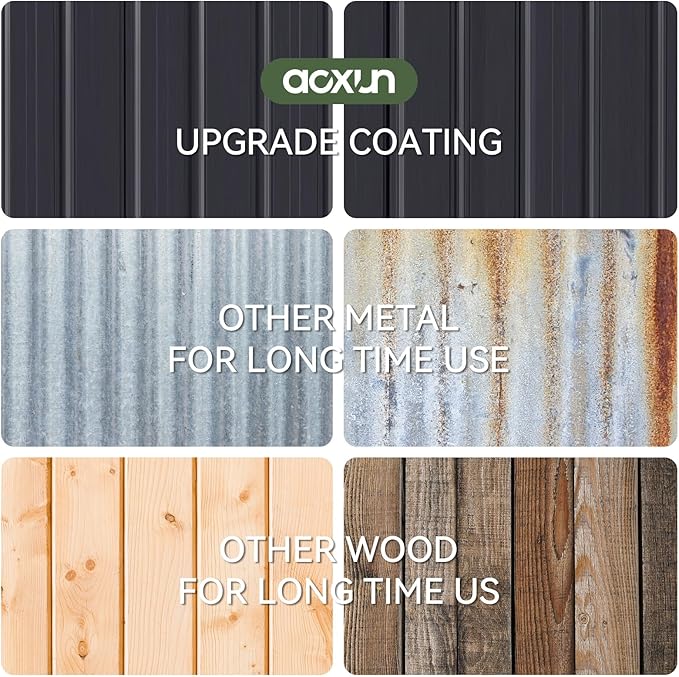 Aoxun 55x19 in Outdoor Storage Cabinet Metal Garden Shed with 2 Adjustable Shelves 3 Layer Indoor& Outdoor Waterproof Vertical Storage Shed for Patio Garden, Garage, Porch (Black, 40 Cu.Ft)