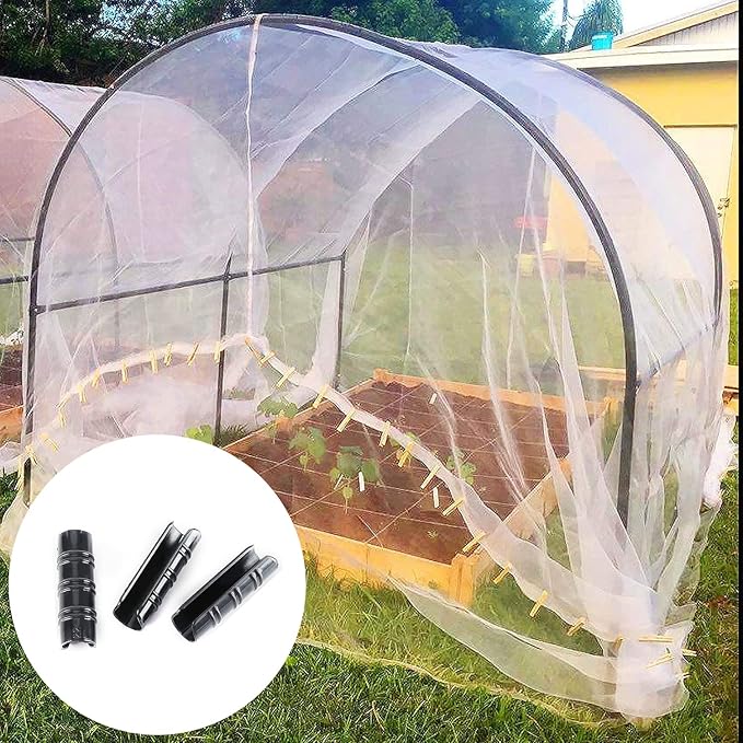 60PCS Greenhouse Clips 3/4 Inch Greenhouse Clamps Black Plastic Clamps Garden Buildings Tube Clips for PVC Pipe Greenhouse Films, Sunshade Nets, Row Covers, Shelters, Farming, Gardening