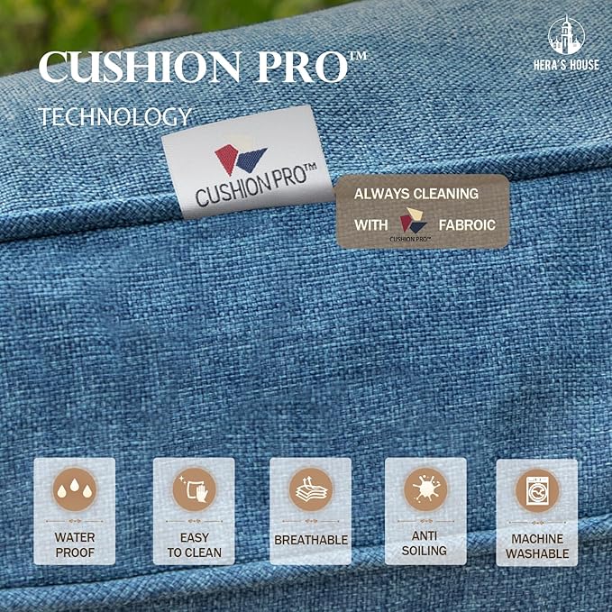 HERA'S HOUSE 7 Piece Patio Furniture Set, 4 x Leg Chair, 2 x Cushioned Ottoman, 1 x 3-Seat Sofa, All Cushioned 9 Seats Metal Outdoor Conversation Set for Lawn Garden Backyard