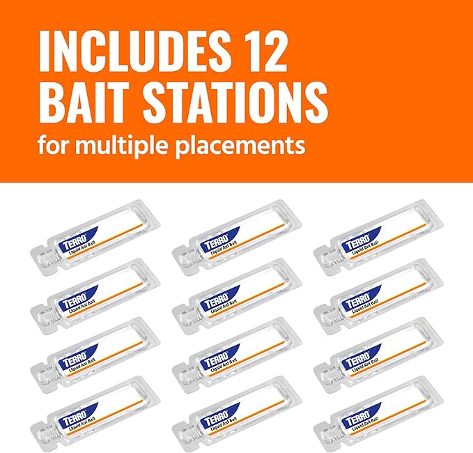 TERRO Ant Killer Bait Stations T300B - Liquid Bait to Eliminate Ants - Bait System - 12 Count Stations for Effective Indoor Ant Control