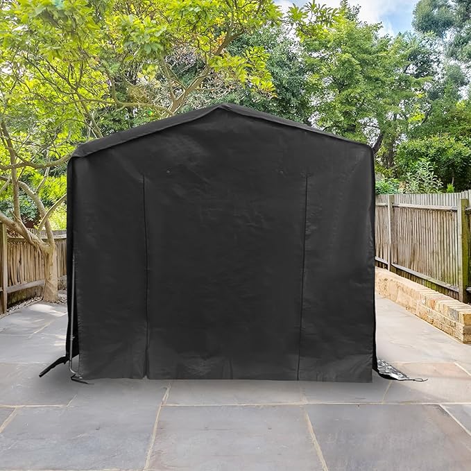 8x8x8 FT Outdoor Storage Shelter Carport, Portable Storage Tent with Roll-up Door, Waterproof Outdoor Carport for Bike, Lawn Mower, ATV Storage (Black)