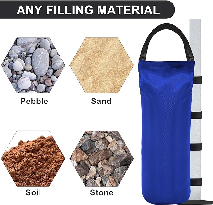 Eurmax USA Weight Capacity 112 LBS Extra Large Pop up Gazebos Weights Sand Bags for Pop up Canopy Tent Pergola Outdoor Instant Canopies,Sand Bags Without Sand, 4-Pack,Blue