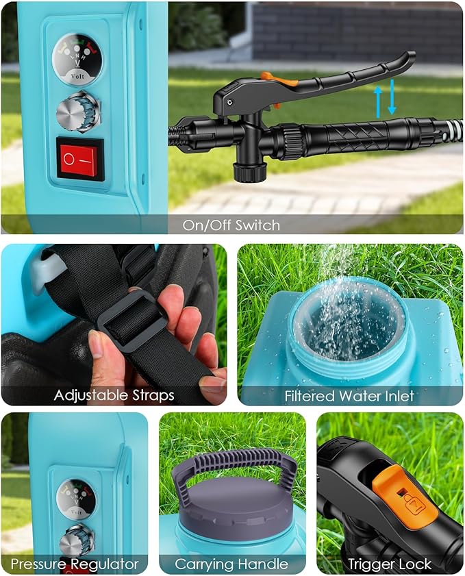 Battery Powered Backpack Sprayer 3.2 Gallon, with 7 Nozzles & Telescopic Wand, Electric Weed Sprayer for Yard, Lawn and Garden, 2x2.5Ah Rechargeable Batteries & 1x Charger Included