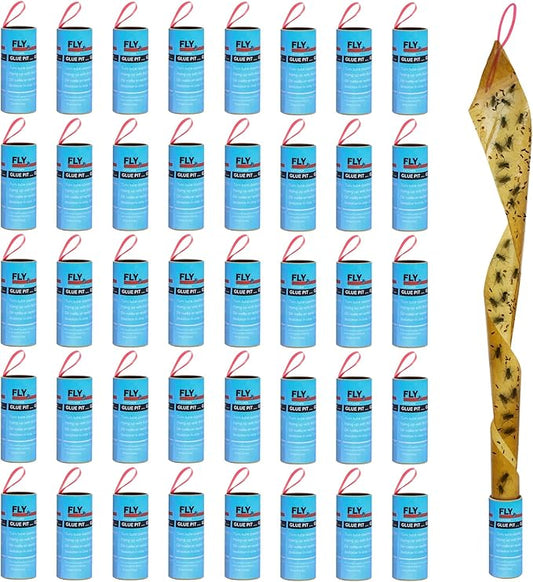 Stingmon 40 Pack Fly Trap, Fruit Fly Traps Indoor for Home, Fly Strips Traps Outdoor Hanging, Flying Insect Trap, Fly Tape Paper Ribbon, Gnat Traps for Bug, Insect, Pest, Mosquito