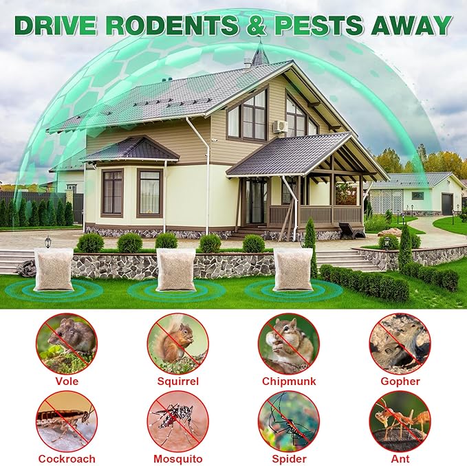 Rodent Repellent, 12 Pack Natural Mouse Repellent Pouches - Peppermint Oil to Repel Rodents Rats Squirrel, Outdoor Indoor Mice Repellent for House Garage Basement RV Car