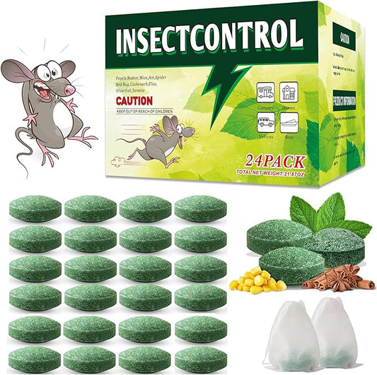 24 Pack Rodent Repellent Moth Balls–Peppermint Oil Spray for Rodents,Natural Mice Repellent Indoor,Safe for Family & Pets