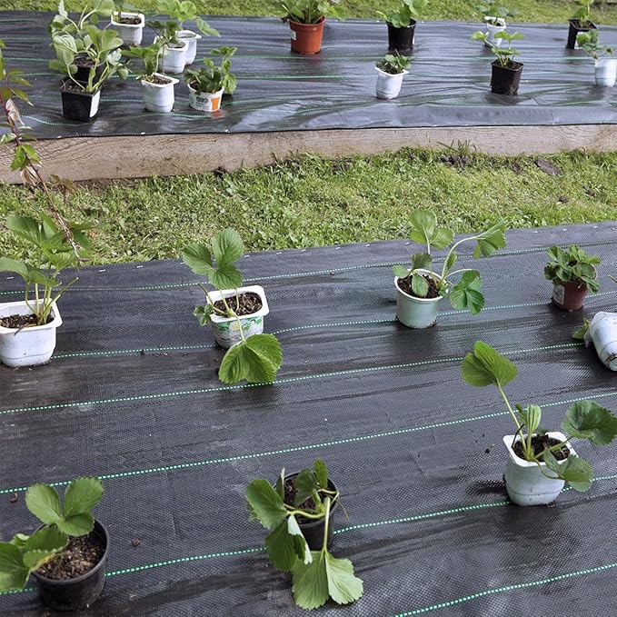 Durable PE Weed Barrier Landscape Fabric, Weed Block Gardening Ground Cover Mat, High Permeability for Weed Blocker Weed Mat, Driveway Fabric, Weed Control Garden Cloth (4x300Feet/Roll)