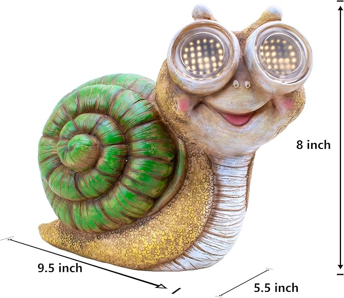 Solar Snail Statue Garden Light, Solar Powered Outdoor Decor with LED Eyes, Resin Garden Figurine for Yard/Patio/Lawn, Waterproof Solar Statue, Gift for Women/Mom/Grandparents