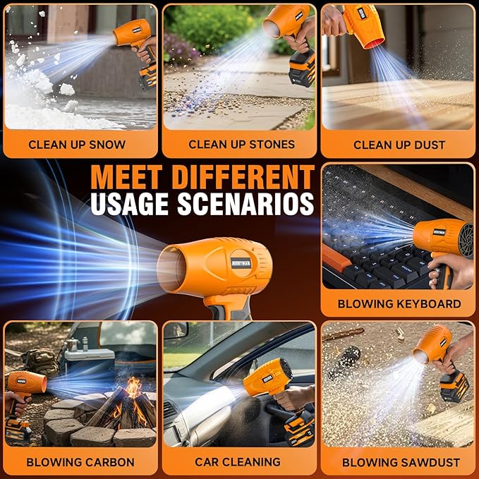 ALLOYMAN Cordless Leaf Blower with 2 X 4.0Ah Batteries & Charger, 23000 RPM Turbo Jet Electric Handheld Blower, Lightweight Portable Cordless Leaf Blower for Lawn, Yard, Garage, Patio