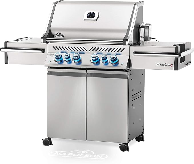 Napoleon PRO500RSIBPSS-3 Prestige PRO BBQ Propane Gas Grill, 500 sq.in. + Infrared Side and Rear Burners, Stainless Steel