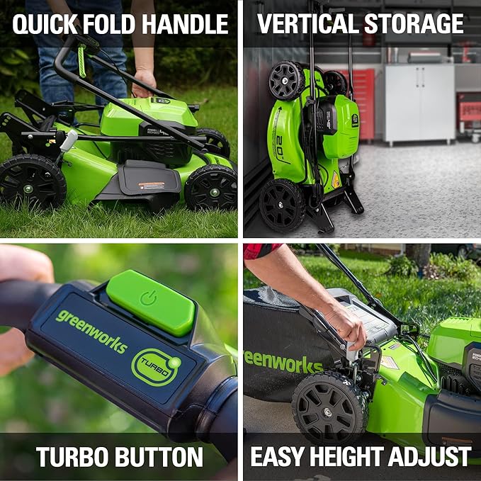 Greenworks 48V (2x24V) Cordless Yard Tool Combo - 21" Self - Propelled Lawn Mower, 12" Trimmer, Blower + 24V 3/8" Crown Stapler