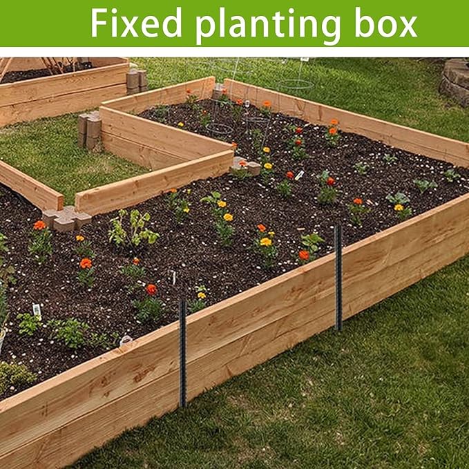 Straight-Rebar-Ground-Stakes 16Inch,Black Coated Straight Ground Anchors with Chisel Point End,Anti-Rust 50Pack Heavy Duty Steel Stakes for Landscape Timbers House Structure Plant Support in Garden