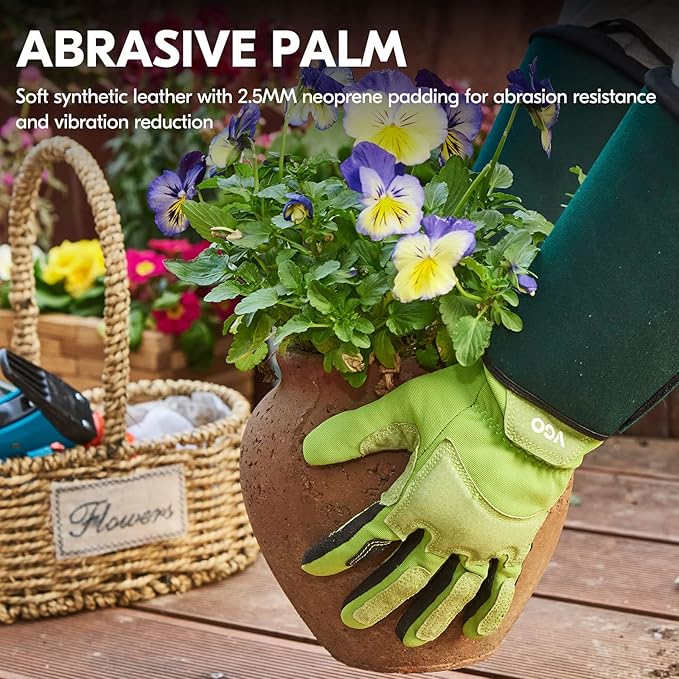 Vgo... Gardening Gloves Ladies,Safety Work Gloves,Long Sleeves Gauntlet,Puncture Proof,Touchscreen(Size L,Light green,SL7477)