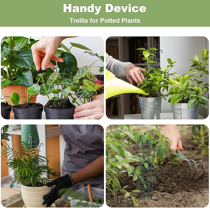 24 Pcs Plant Trellis Indoor, Stackable Plant Trellis for Climbing Plants Indoor, Small Plant Climbing Trellis for Potted Plants Plastic Climbing Plant Support Trellis for Houseplant