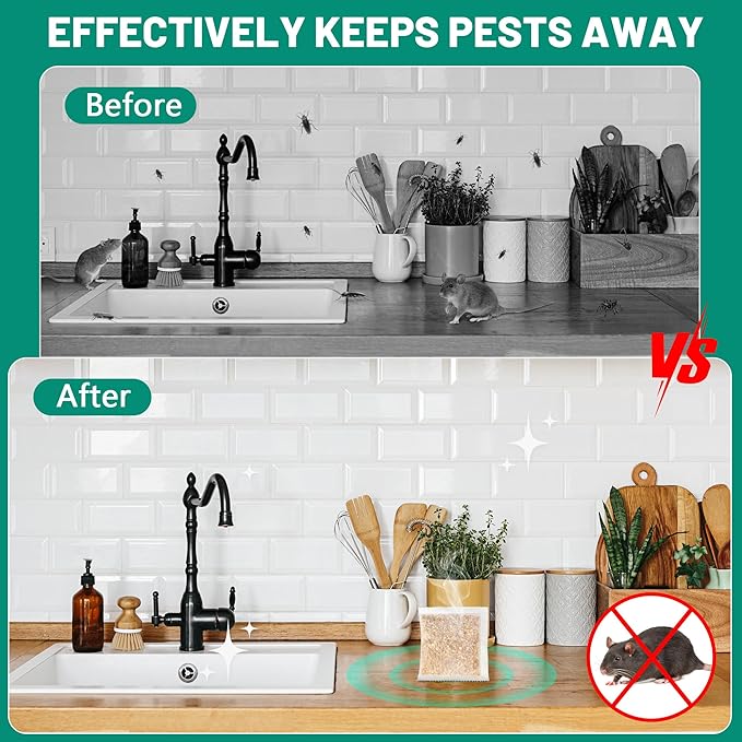 16 Pack Mouse Repellent Pouches Peppermint Oil Mice Deterrent for Indoor & Outdoor Use, Keep Mice, Rats, Squirrel, Spider, Pest Out of Garden Car RV House, Family & Pet Safe