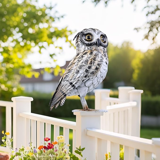 Shorayn Metal Owl Decor Garden Statue Outdoor Sculpture Yard Art for Patio Lawn Backyard Home Decoration Great Gifts