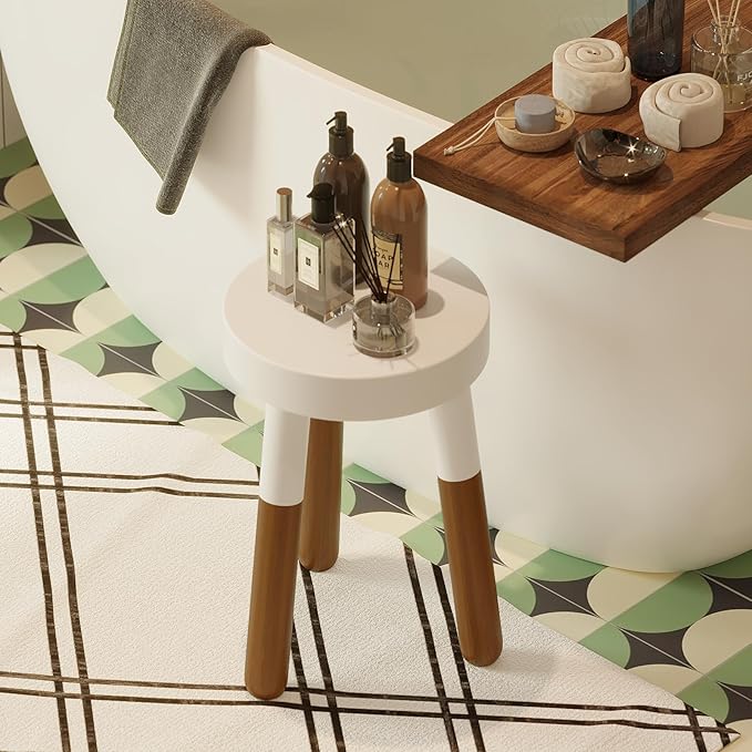 9" Rubber Wood Plant Stool, Wood Accent Stool, Reverse Dipped (16" Tall)