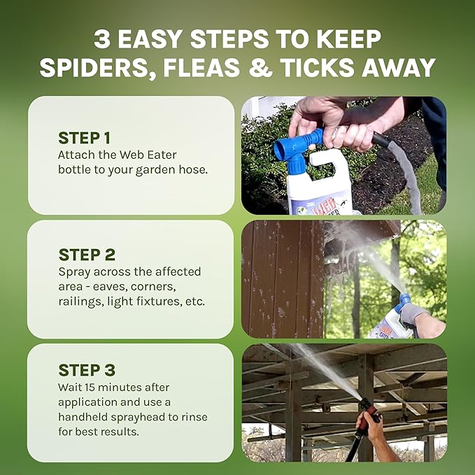 32 Oz Concentrated Spider Web Washaway Spray with Nozzle- Natural & Long Lasting up to 6 Months