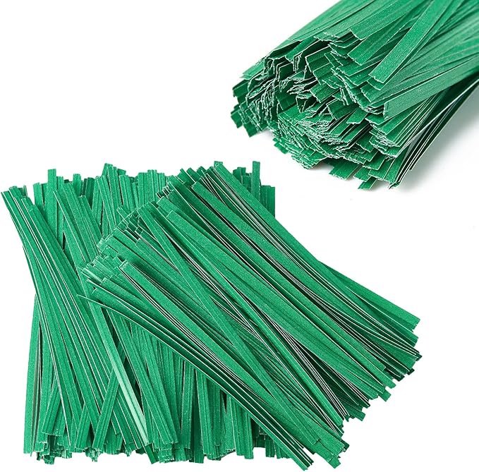 500 Pcs 5" Green Paper Twist Ties, for Party Cello Candy Bread Coffee Bags Cake Pops