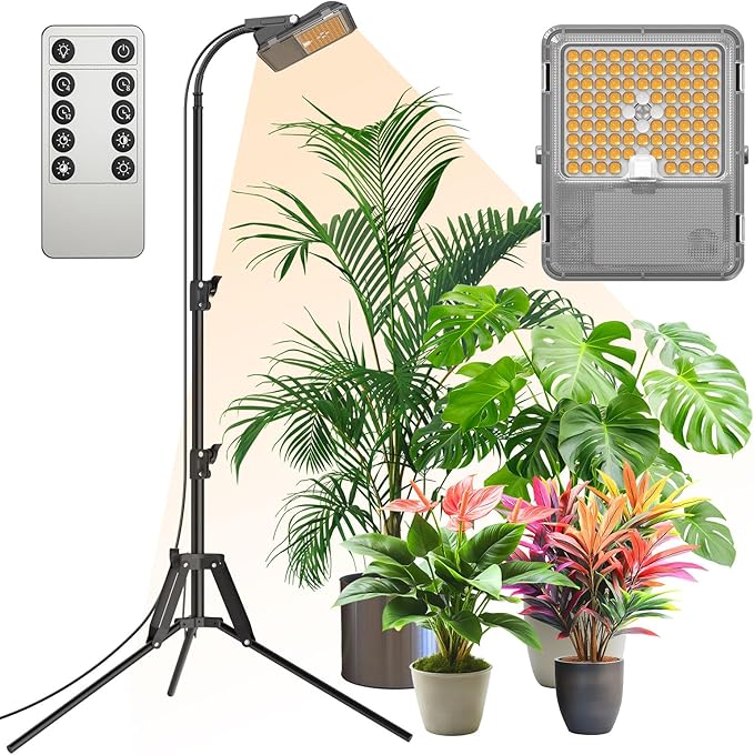 SANSI Grow Lights for Indoor Plants, Dimmable 45W Plant Lights for Indoor Growing, 88 LEDs Full Spectrum Plant Grow Light Adjustable Tripod Stand 33-58 Inches, Auto On/Off Timer with Remote Control