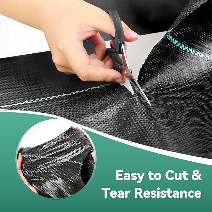2.6ftx100ft Landscape Fabric, Weed Barrier Fabric Heavy Duty 3.2oz, Woven Geotextile Weed Blocker Landscaping Fabric, Ground Cover Weed Control Mat, Commercial Weed Cloth Garden Bed Liner