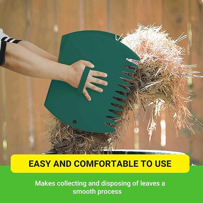GardenHOME Leaf Scoops Hand Rakes, Large Leaf Grabbers for Yard Work and Garden Use, Clear and Collect Garden Rake, Leaf Scooper and Claws for Leaves, Lawn Debris, and Trash Cleanup, Green