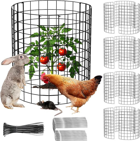 Metal Plant Protector from Animals, 15 Pcs 13'' x 13'' Sturdy Plant Cages with Matching Ground Spikes and Nylon Ties, Keep Animals Out for Plants, Shrubs, Vegetables and Flowers