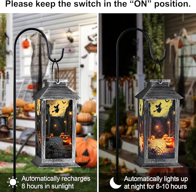Halloween Decorations Outdoor,Halloween Hanging Decorations,Solar Lantern,Decor for Home Outside Porch Garden Yard Lawn Party Decorations