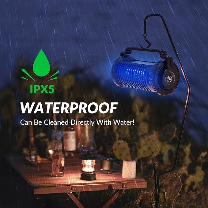 Solar-Powered Mosquito Killer & Bug Zapper, 4200V Voltage, IP5 Waterproof, ABS Fireproof Material, Large Coverage Area (1/2 Acre), Long-Lasting LED Lamp Beads，(Black)