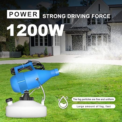 4.5L(1.2Gallon) Portable Electric ULV Fogger Sprayer, 26-32ft Spraying Distance Atomizer Mist Rate 150-260ml/min Cold Fogger Machine, for Home,Hotel,Church,School,Lawn,Yard,Garden