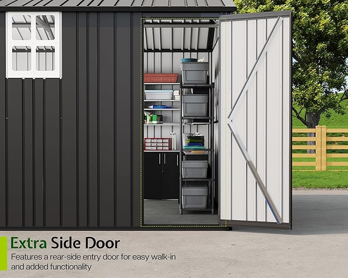 Jocisland 10.1x20.7x7.3 FT Heavy Duty Carport, Metal carport with 2 Lockable Doors & 4 Windows, Carport Canopy for for Car, Midsize SUV, Garbage Can, Tool, Lawnmower, Dark Gray