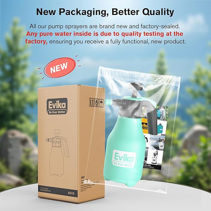 Handheld Pressure Sprayer, 0.26 Gallon Pump Sprayer with Adjustable Nozzle for Plant Spraying and Cleaning in Garden and Lawn, 1.0L Capacity