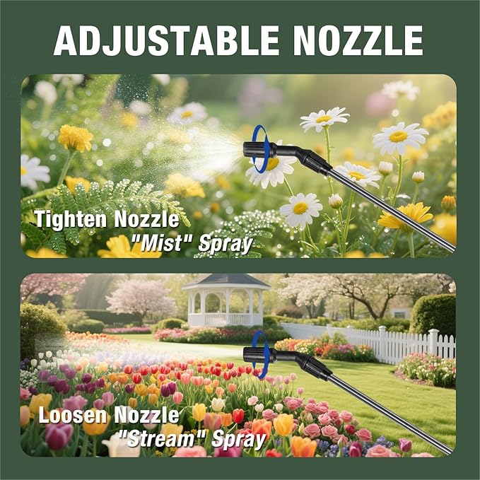 WRS1550 1.32 Gallon Pump Pressure Sprayer, Lawn & Garden Water Spray Bottle for Pests Controlling, Garden Watering and Household Cleaning