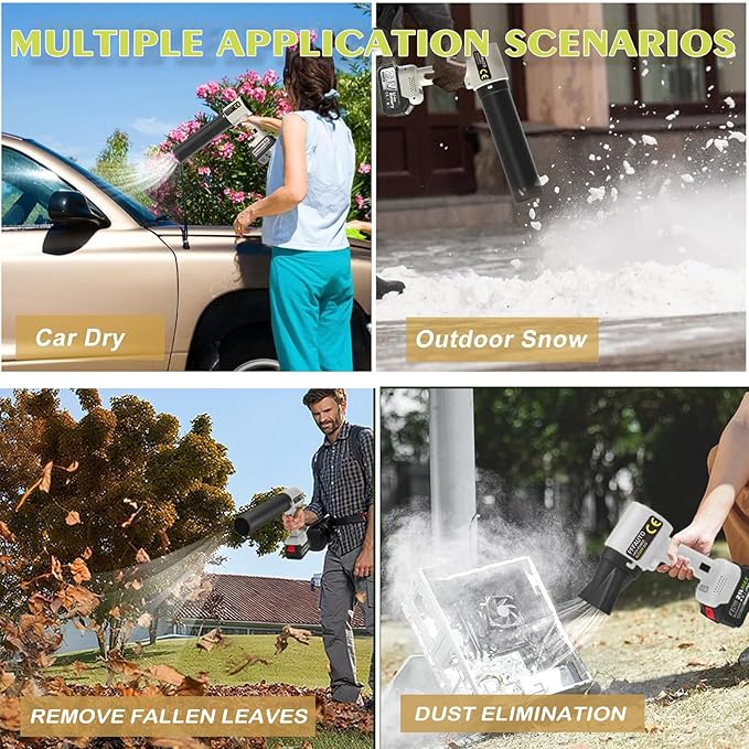 Mini Handheld Leaf Blower Cordless with 2×4.0Ah Battery and Charger,600,000 RPM,Extended Nozzle, Lightweight Small Turbo Jet Blower for Patio,Lawn,Yard,Snow Leaves and Dust Car Dryer 002