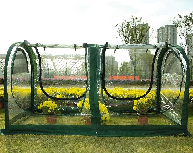 Porayhut Portable Greenhouse Tent, Easy Set-Up Gardening Flower House & Plant Sunshine Room with PVC Cover,71" X35.4" X35.4" for Protecting Plant from Cold Frost & Birds & Insects