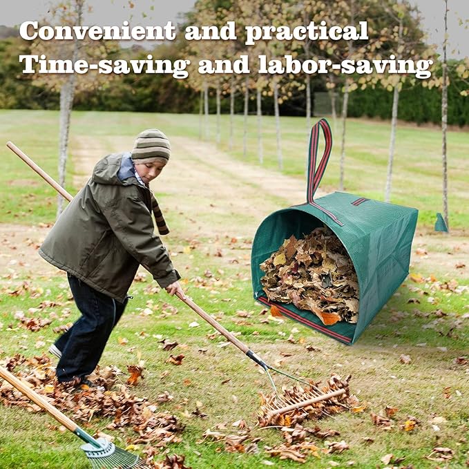 Leaf Collector Bags, Collapsible Yard Waste Bag 4-Pack – 40-Gallon Reusable Garden Bags for Leaves, Grass Clippings, Parties, Laundry & Camping (Dustpan-Type Design)