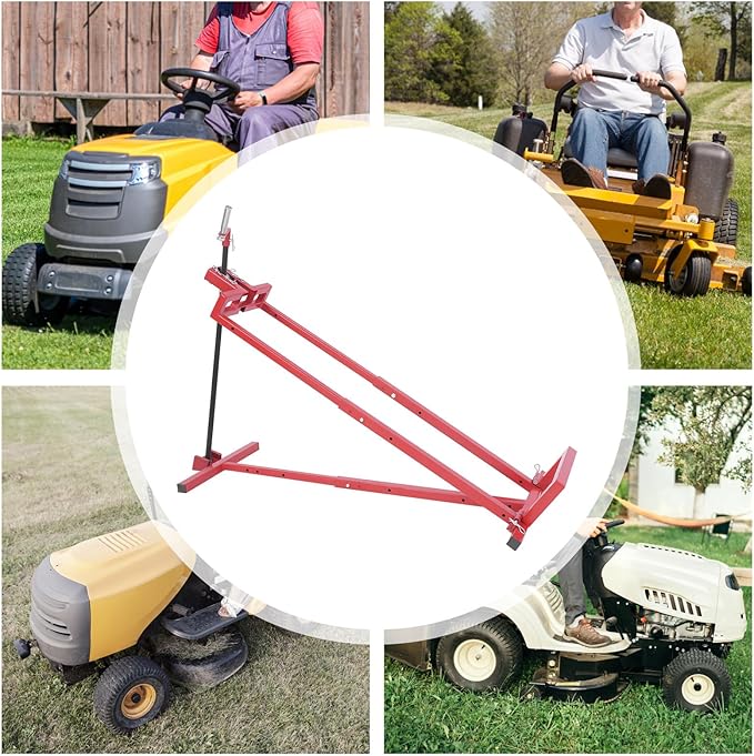 Lawn Mower Jack Lift,Upgraded Lawn Tractor Lift with 880lb Weight Capacity, Retractable Riding Mower Lift for Garden Tractors and Lawn Mowers Installation is Simple (Red+ Black)